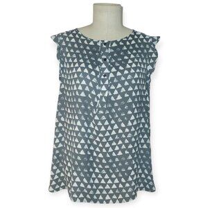 Geometric Patterned Flutter Sleeve Blouse